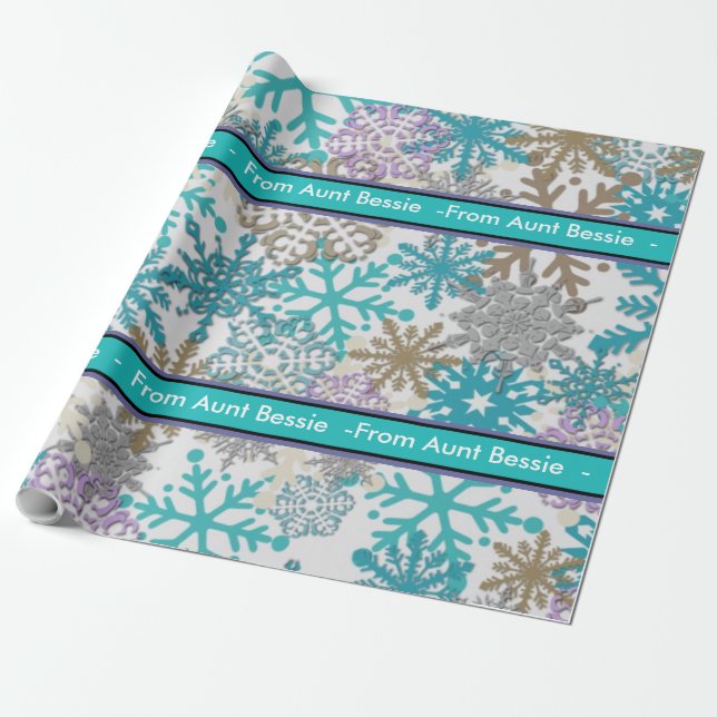 Papel De Regalo Ajuste personalizado de regalo de copo de nieve (Desenrollado)