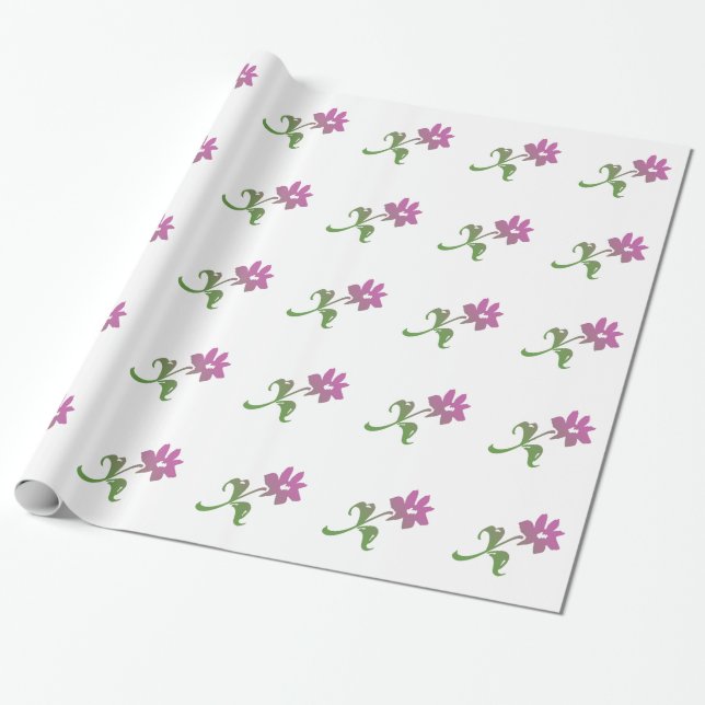 Papel De Regalo Ajuste simple de regalo de flor rosa (Desenrollado)