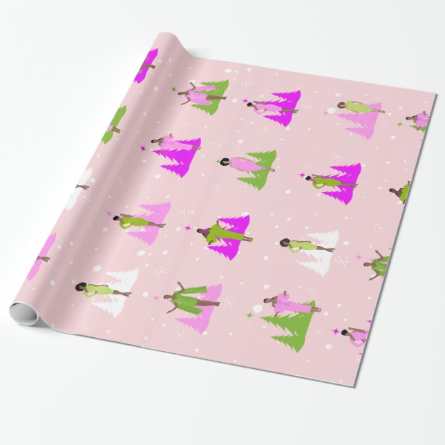 Papel De Regalo AKA Mujer negra rosa y verde (Desenrollado)