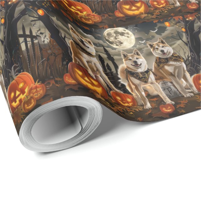 Papel De Regalo Akita Halloween Spooky (Esquina del rollo)