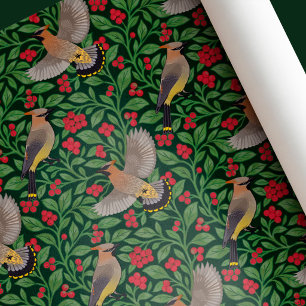 Papel De Regalo Alas de Cera de Navidad Botánica Vintage