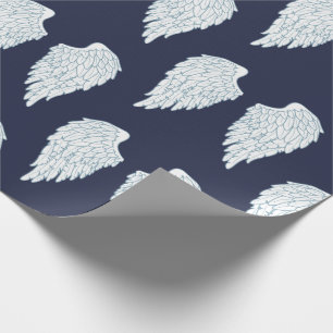 Papel De Regalo Alas lindas del ángel del blanco y de la marina de