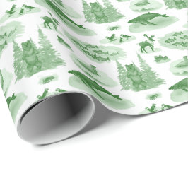 Papel De Regalo Alaska Animal Toile (Verde Esmeralda)