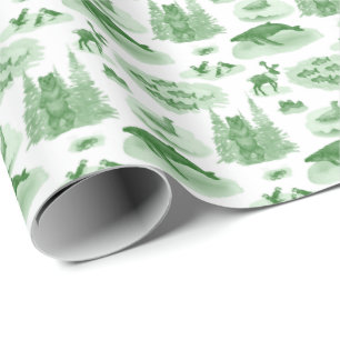 Papel De Regalo Alaska Animal Toile (Verde Esmeralda)