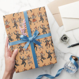 Papel De Regalo Albaricoque Cálido | Esqueleto de Halloween