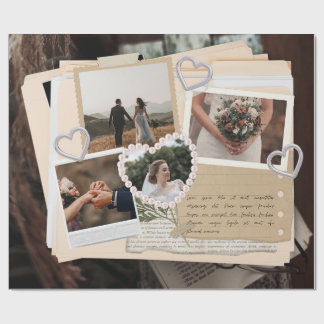 Papel De Regalo Álbum de fotos de boda elegante y neutral