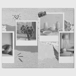 Papel De Regalo Álbum de fotos minimalista beige, negro y blanco