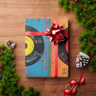 Papel De Regalo Álbum de récords de vinilo retro de los años 60