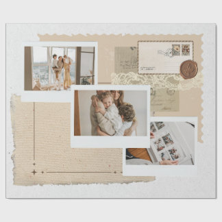 Papel De Regalo Álbum de recortes de collage de fotos moderno blan