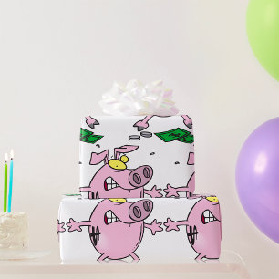 Papel De Regalo Alcancía de cerdo de dibujos animados divertida pe