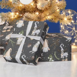 Papel De Regalo Alce y gnomos de Navidad