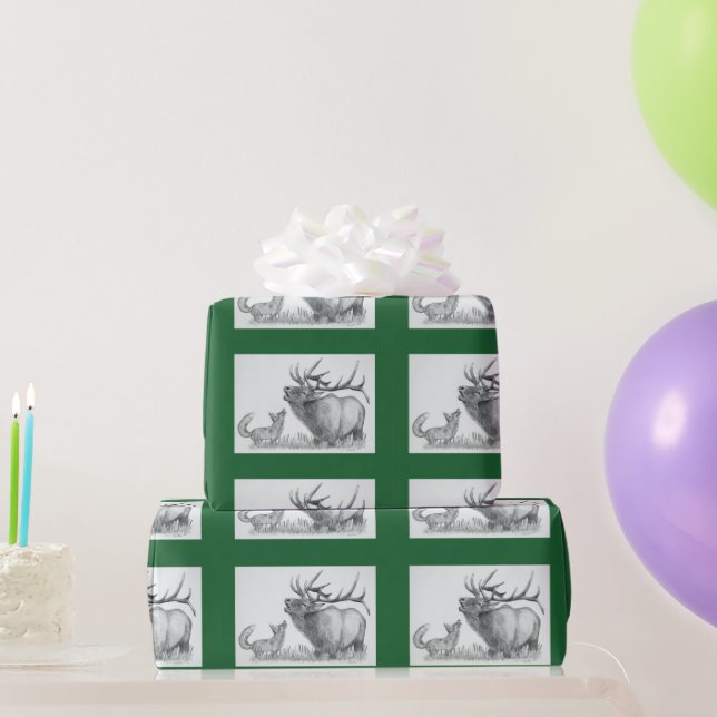 Papel De Regalo Alce y zorro de Navidad (Regalos de fiesta)