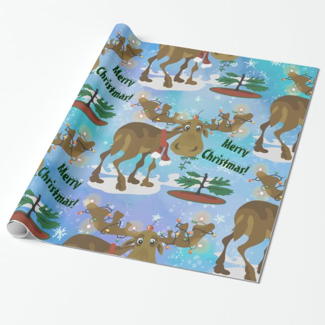 Papel De Regalo Alces del navidad (Desenrollado)