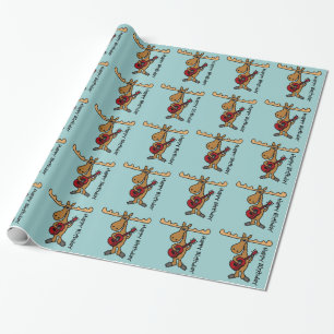 Papel De Regalo Alces divertidos que juegan el cumpleaños Giftwra