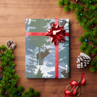 Papel De Regalo Alces en el bosque invernal
