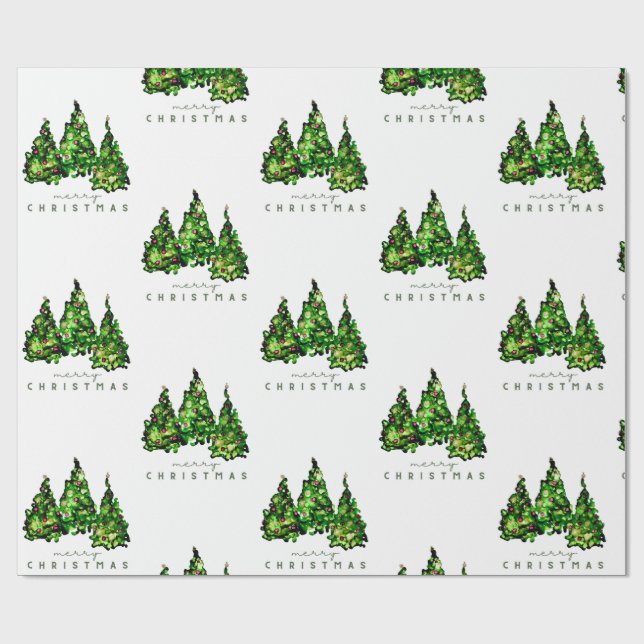 Papel De Regalo Alcohol Ink Design Christmas Tree Gift Wrap (Superficie plana)