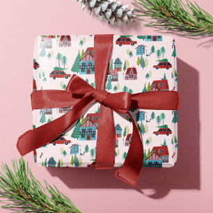 Papel De Regalo Aldea de árbol de coche navideño festivo Coche ret