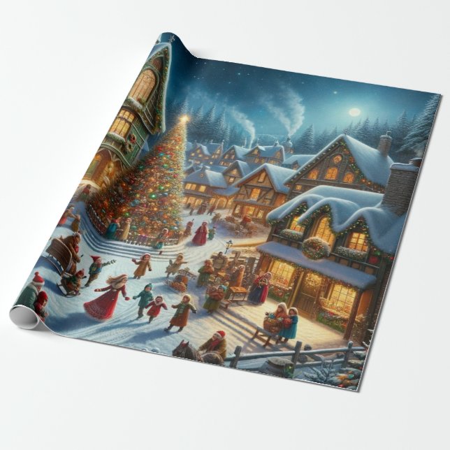 Papel De Regalo Aldea de los navidades (Desenrollado)