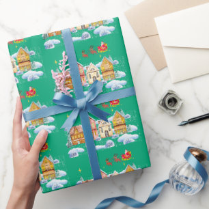 Papel De Regalo Aldea de Navidades del Polo Norte de Santa Claus