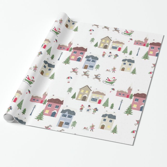 Papel De Regalo Aldea de vacaciones (Desenrollado)