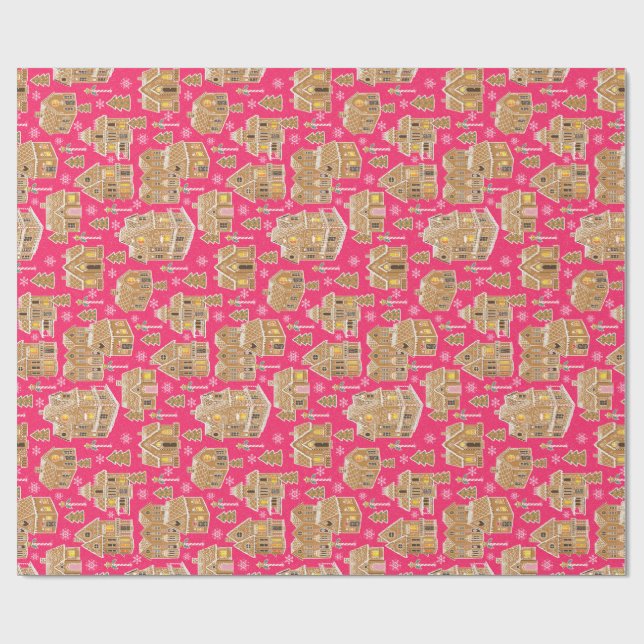 Papel De Regalo Aldea feriada de pan de jengibre (Superficie plana)