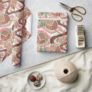 Papel De Regalo Aldea mágica del Gingerbread