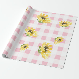 Papel De Regalo Alegre Baby Shower de girasol rosado