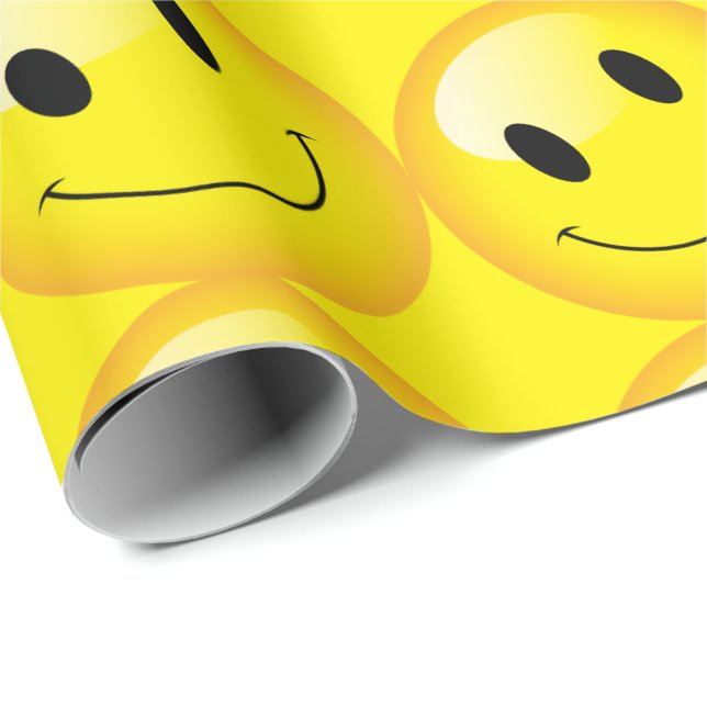 Papel De Regalo Alegre Emoji de Fiestas para niños adolescentes (Esquina del rollo)