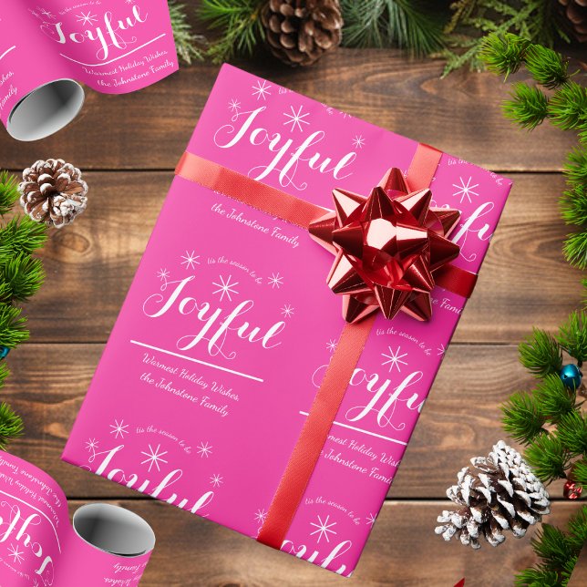 Papel De Regalo Alegre Moda de guiones de vacaciones regalo de Nav (Wrap things up with this Joyful, rustic & elegant pink gift wrapping paper.)