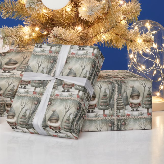 Papel De Regalo Alegre Santa Americana Africana (Vacaciones)