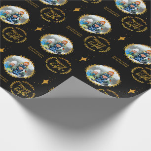 Papel De Regalo Alegre y Brillante con Foto Personalizada - Dorado