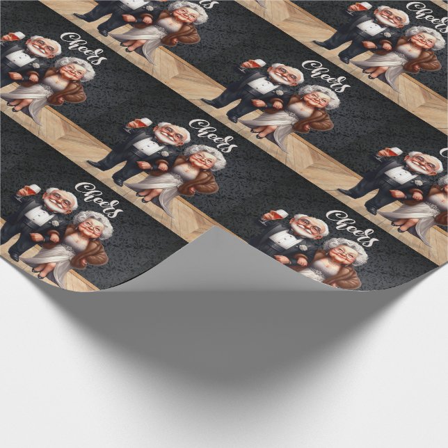 Papel De Regalo Alegres pareja vieja vestida para la ciudad (Esquina)