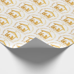 Papel De Regalo Alegría al mundo Navidad en oro