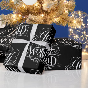 Papel De Regalo Alegría al mundo - Navidades caligrafía negra