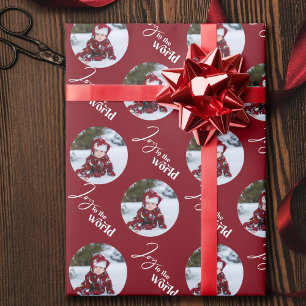 Papel De Regalo Alegría al Mundo Tipografía Redonda Foto Rojo