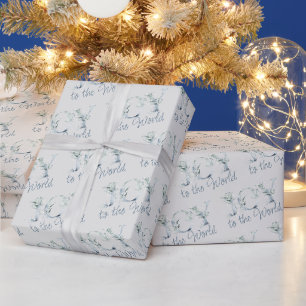 Papel De Regalo Alegría al mundo tipográfico de vegetación inverna