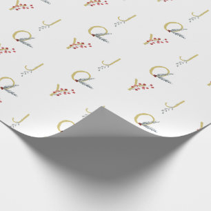 Papel De Regalo Alegría Botánica Vacacional Dorado Rústico Fiesta