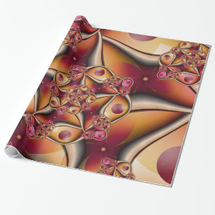 Papel De Regalo Alegría Colorida Abstracta Fantasía Naranja Rojo F