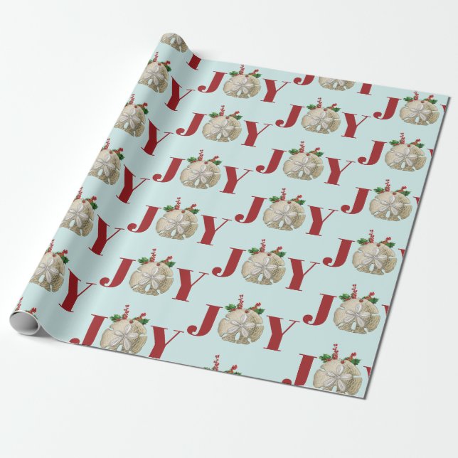 Papel De Regalo Alegría Navidades Sand Dollar Holly Berries Costa (Desenrollado)