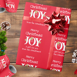 Papel De Regalo ¡Alegría! Regalo de Navidades rojos con elegante e