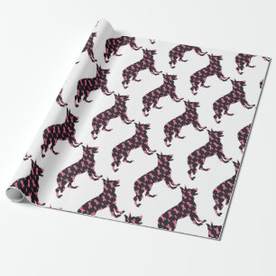 Papel De Regalo Alemán-Pastor-Cáncer-Cinta-Negro