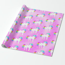 Papel De Regalo Aleta morada de arcoiris de unicornio