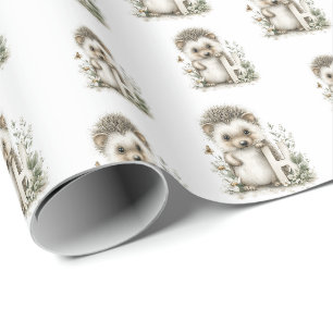 Papel De Regalo Alfabeto de animales bebés adorables en acuarela E