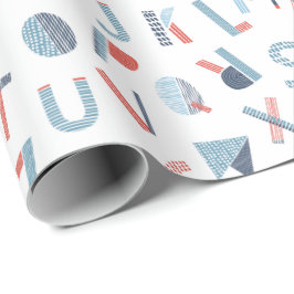 Papel De Regalo Alfabeto de blanco rojo