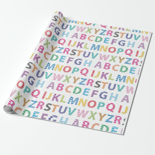 Papel De Regalo Alfabeto Lindo Arcoíris
