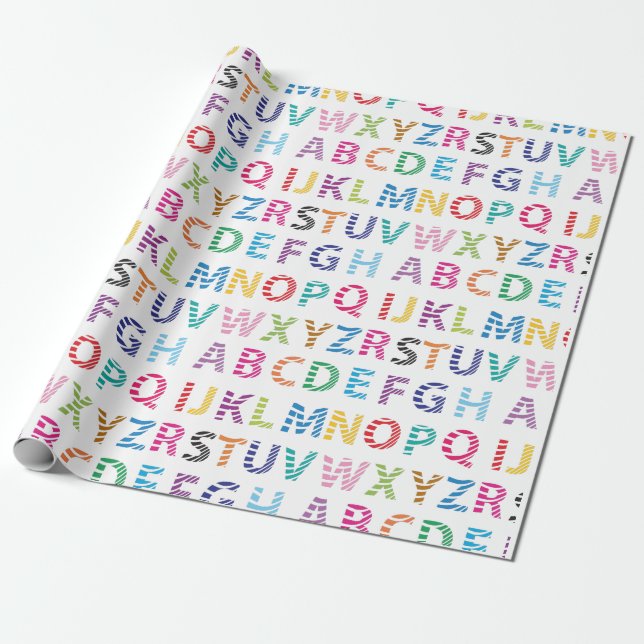 Papel De Regalo Alfabeto Lindo Arcoíris (Desenrollado)