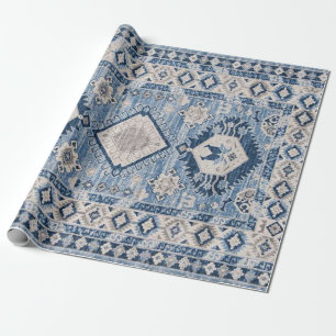 Papel De Regalo Alfombra Kilim Azul Antiguo Oriental