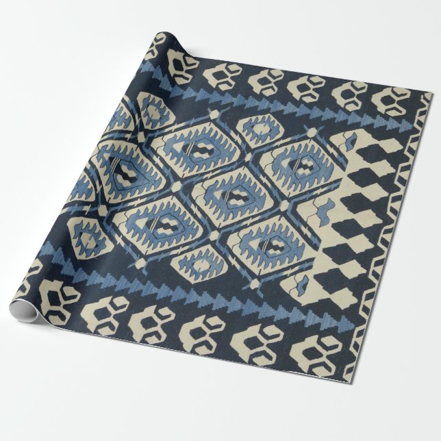Papel De Regalo Alfombra Persa Turca Oriental Azul (Desenrollado)