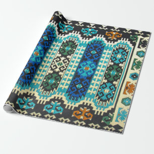 Papel De Regalo Alfombra persa turca oriental azul verde