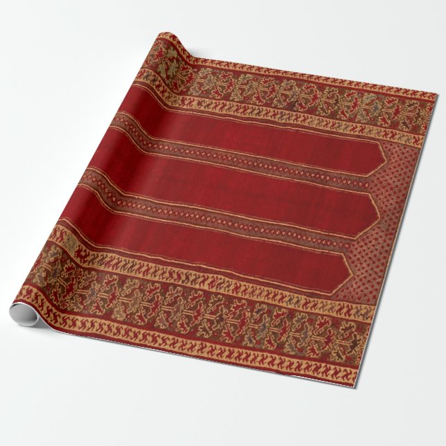 Papel De Regalo Alfombra Roja Persa Turca Oriental (Desenrollado)